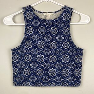 High neck patterned Forever21 crop top